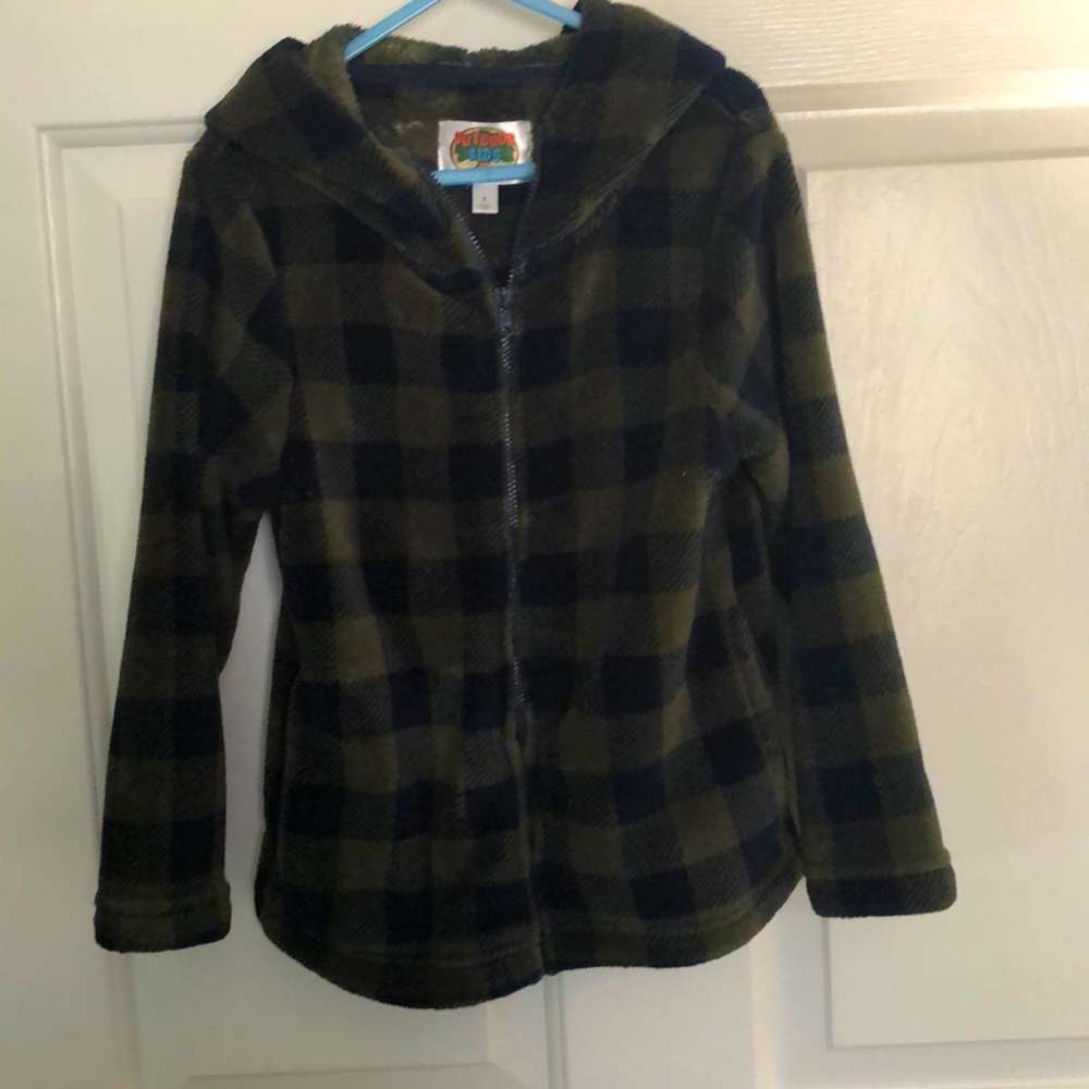 Bass ProShops Super soft green plaid zip up
